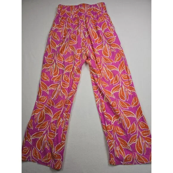 Sincerely Jules Womens Tropical Print Wide Leg Linen Blend Boho Palazzo Pants L - Picture 5 of 7